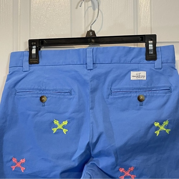 NWT Vineyard Vines Mens Blue Orange Green Crossed Fish Bone Breaker Shorts Sz 28 - Picture 5 of 10